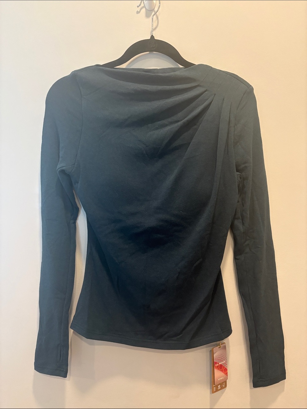 Women’s Long Sleeve Draped Back Top - Deep Teal